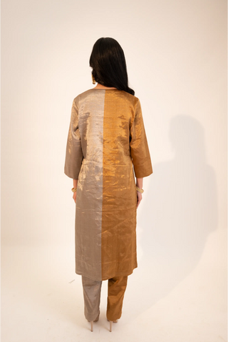 Beige half & half kurta set