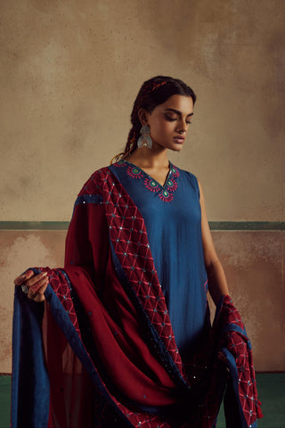 Blue suit set rang with dupatta