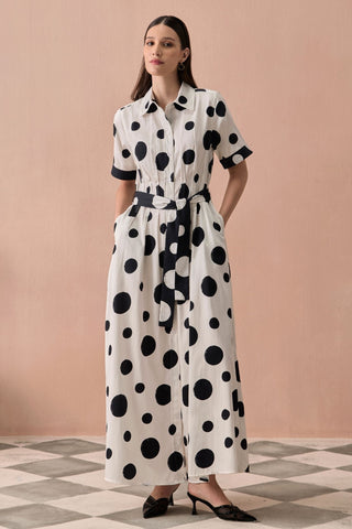 Maxi Dress for Contemporary Wear - Ivory Winter Monochrome Mono Maxi Dress by Zazu at Mrs. G