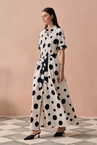 Maxi Dress for Contemporary Wear - Ivory Winter Monochrome Mono Maxi Dress by Zazu at Mrs. G