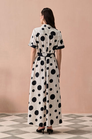 Maxi Dress for Contemporary Wear - Ivory Winter Monochrome Mono Maxi Dress by Zazu at Mrs. G
