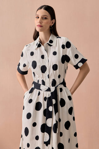 Maxi Dress for Contemporary Wear - Ivory Winter Monochrome Mono Maxi Dress by Zazu at Mrs. G