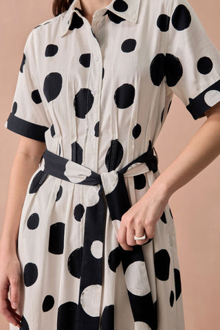 Maxi Dress for Contemporary Wear - Ivory Winter Monochrome Mono Maxi Dress by Zazu at Mrs. G