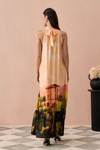 Maxi Dress for Contemporary Wear - Peach Winter Toscana Maxi Dress by Zazu at Mrs. G
