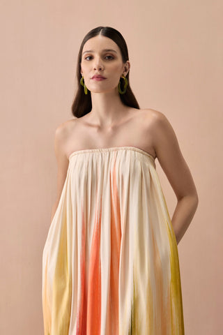 Maxi Dress for Contemporary Wear - Coral Winter Sunset Maxi Dress by Zazu at Mrs. G
