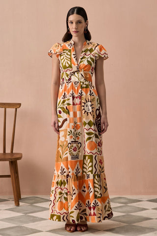 Maxi Dress for Contemporary Wear - Terracotta Winter Frida Maxi Dress by Zazu at Mrs. G