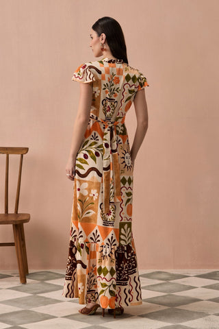 Maxi Dress for Contemporary Wear - Terracotta Winter Frida Maxi Dress by Zazu at Mrs. G