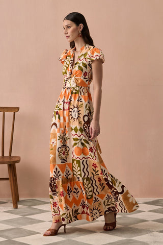Maxi Dress for Contemporary Wear - Terracotta Winter Frida Maxi Dress by Zazu at Mrs. G