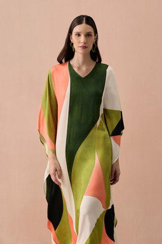 Kaftan Dress for Contemporary Wear - Olive Winter Calder Kaftan Dress by Zazu at Mrs. G