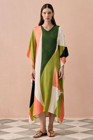 Kaftan Dress for Contemporary Wear - Olive Winter Calder Kaftan Dress by Zazu at Mrs. G