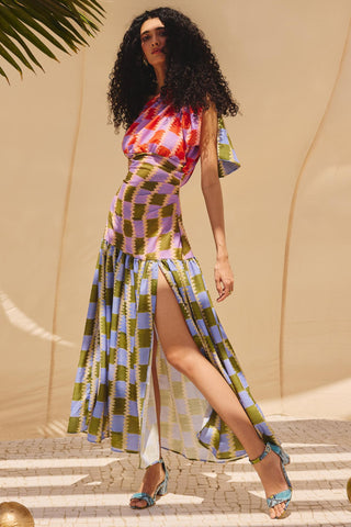 Multicolor scarlet haze art zip dress