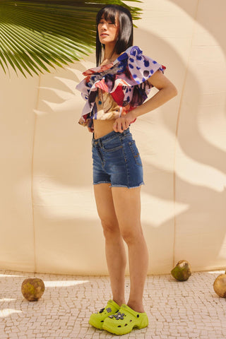 Multicolor splash art zip top