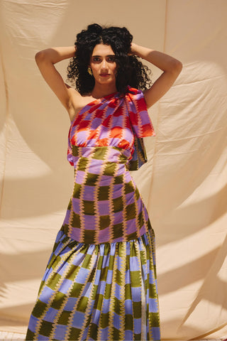 Multicolor scarlet haze art zip dress