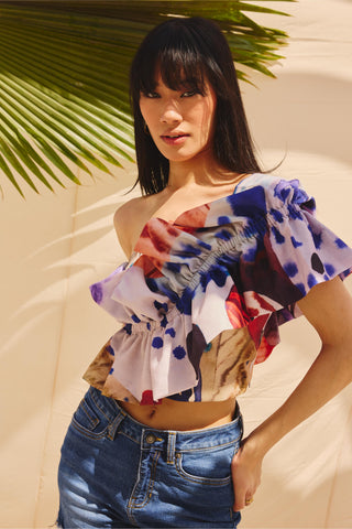 Multicolor splash art zip top