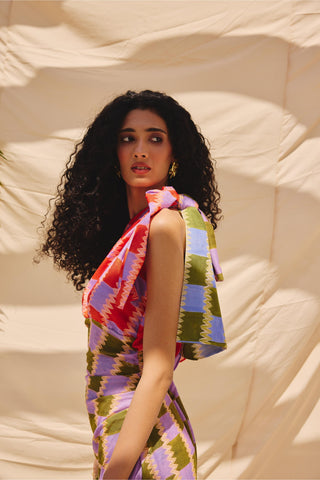 Multicolor scarlet haze art zip dress