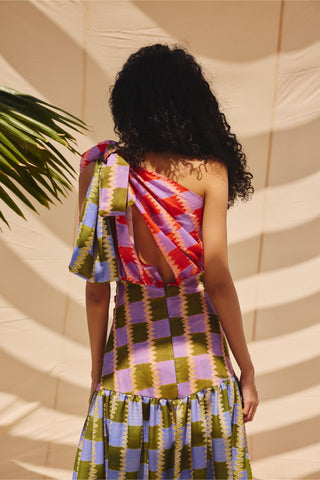 Multicolor scarlet haze art zip dress