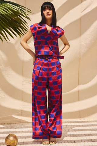 Multicolor checkmate chic art zip co-ord set