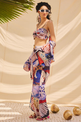 Muticolor burnt ashes art zip co-ord set