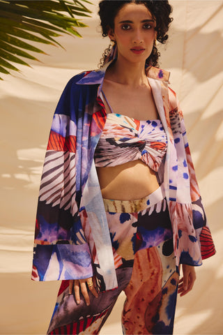 Muticolor burnt ashes art zip co-ord set