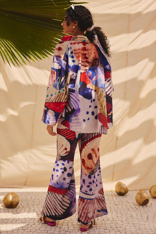 Muticolor burnt ashes art zip co-ord set