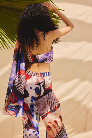 Muticolor burnt ashes art zip co-ord set