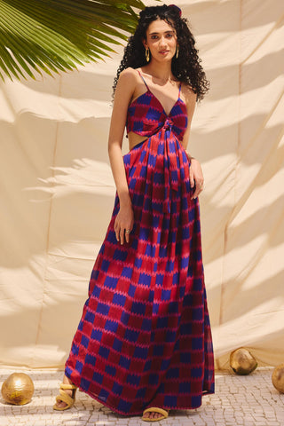 Multicolor cherry sherry art zip dress