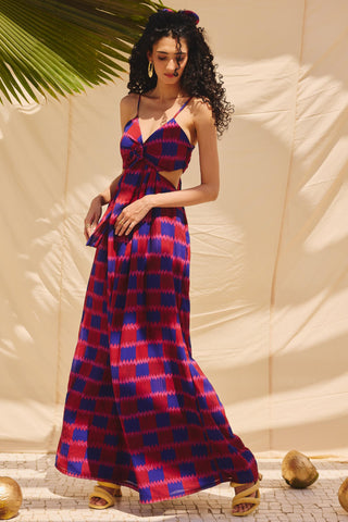 Multicolor cherry sherry art zip dress