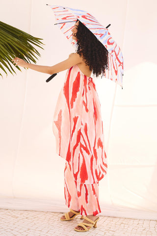 Multicolor canvas flow art zip co-ord set