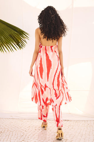 Multicolor canvas flow art zip co-ord set