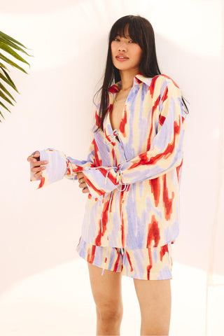 Multicolor hazy hue art zip co-ord set