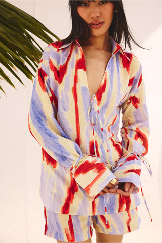 Multicolor hazy hue art zip co-ord set