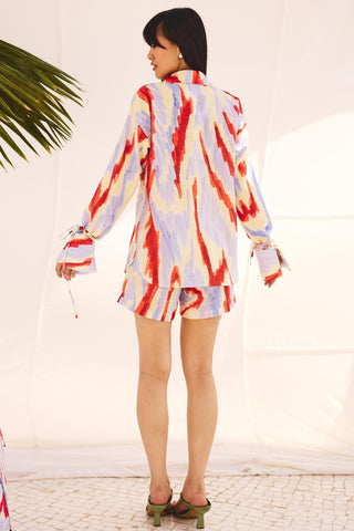 Multicolor hazy hue art zip co-ord set