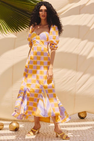 Multicolor sun kissed art zip dress