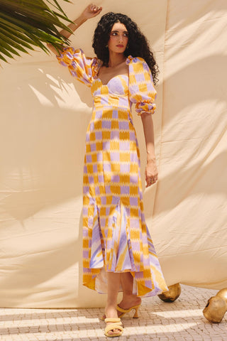 Multicolor sun kissed art zip dress