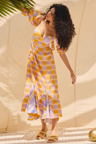 Multicolor sun kissed art zip dress