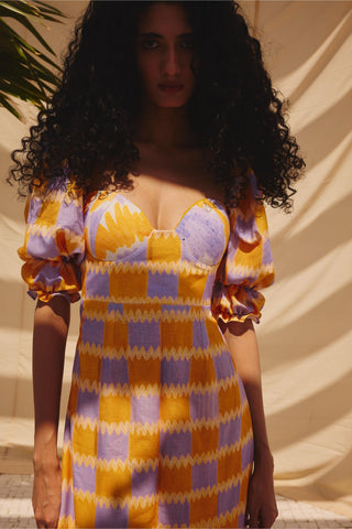 Multicolor sun kissed art zip dress