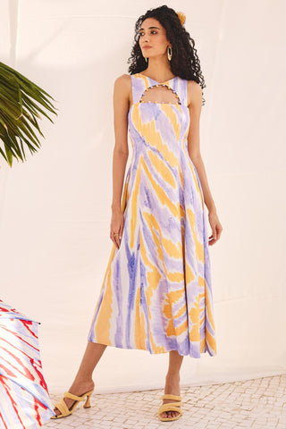 Green campus crush art zip dress