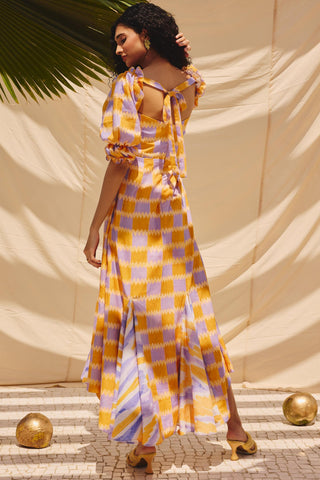 Multicolor sun kissed art zip dress