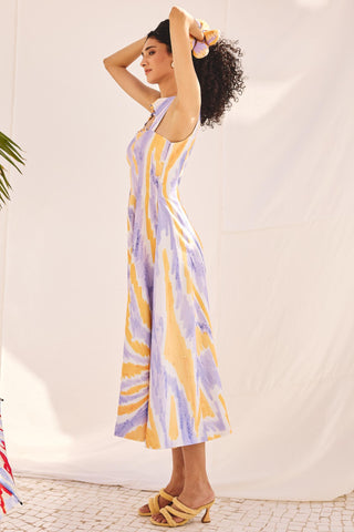 Green campus crush art zip dress