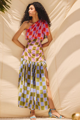 Multicolor scarlet haze art zip dress