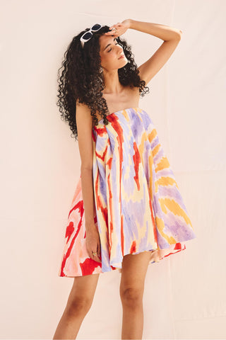 Green doodle dream art zip dress