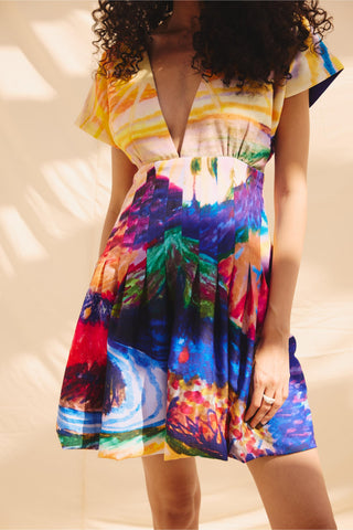 Multicolor vvid rush art zip dress