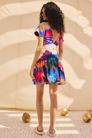 Multicolor vvid rush art zip dress