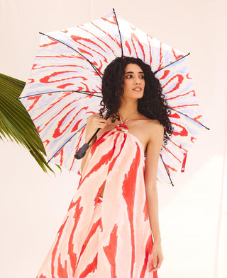 Multicolor canvas flow art zip co-ord set