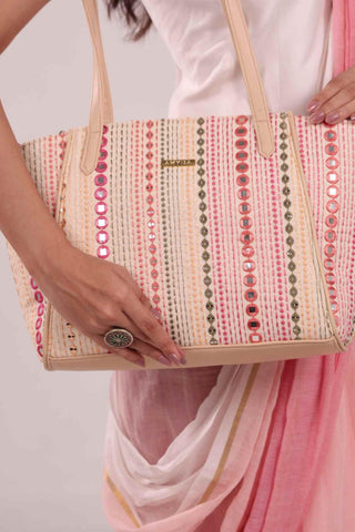 Multicolor zoey embroidered terra tote bag